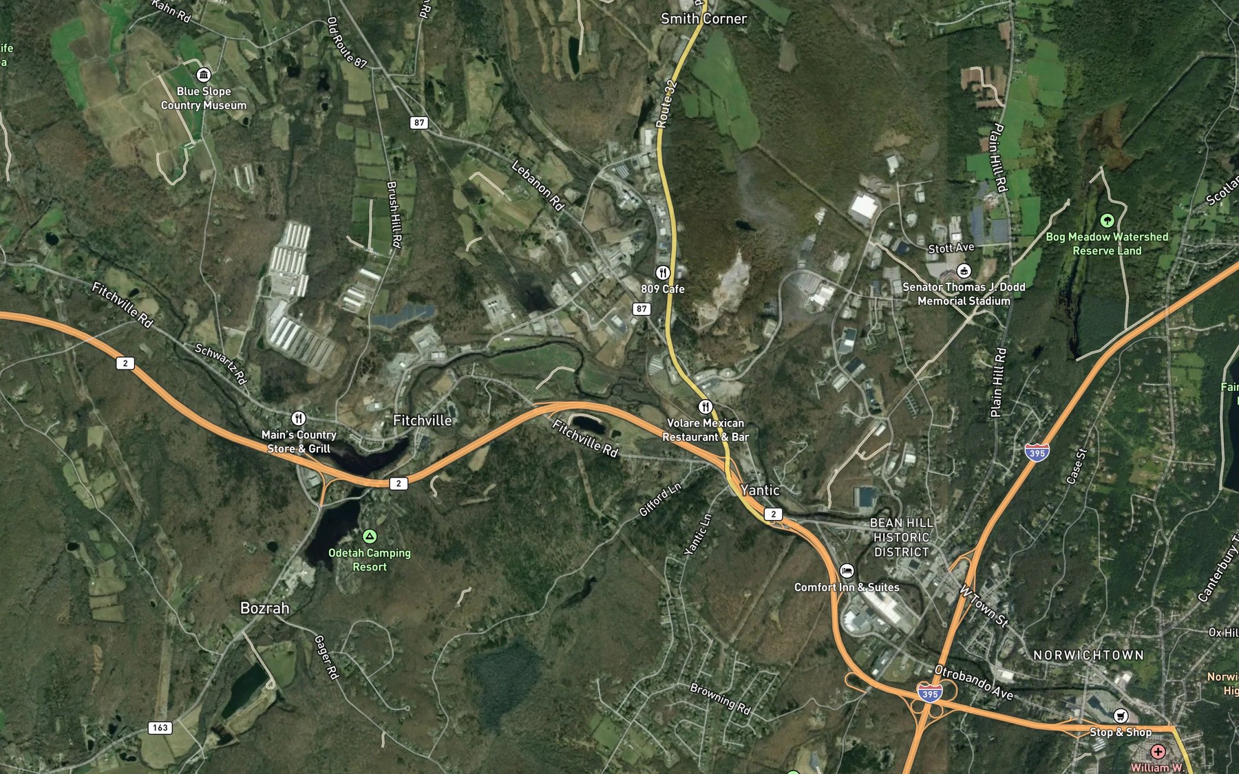 Satellite map of the Driscoll Brook