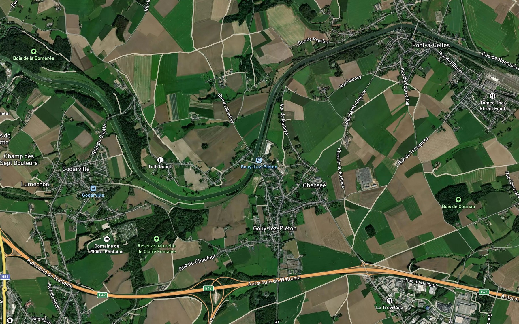 Satellite map of the Trazegnies