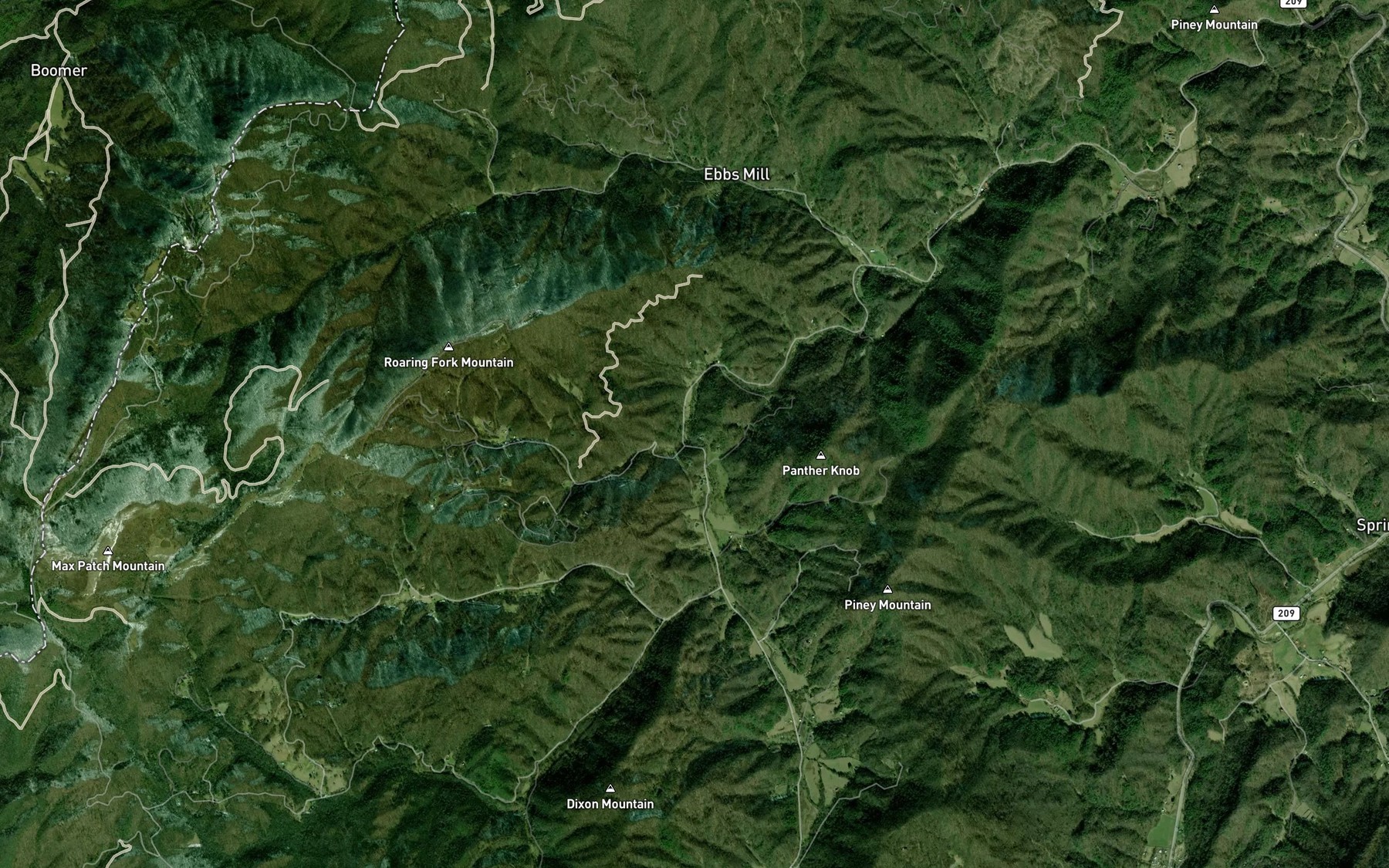 Satellite map of the Panther Branch