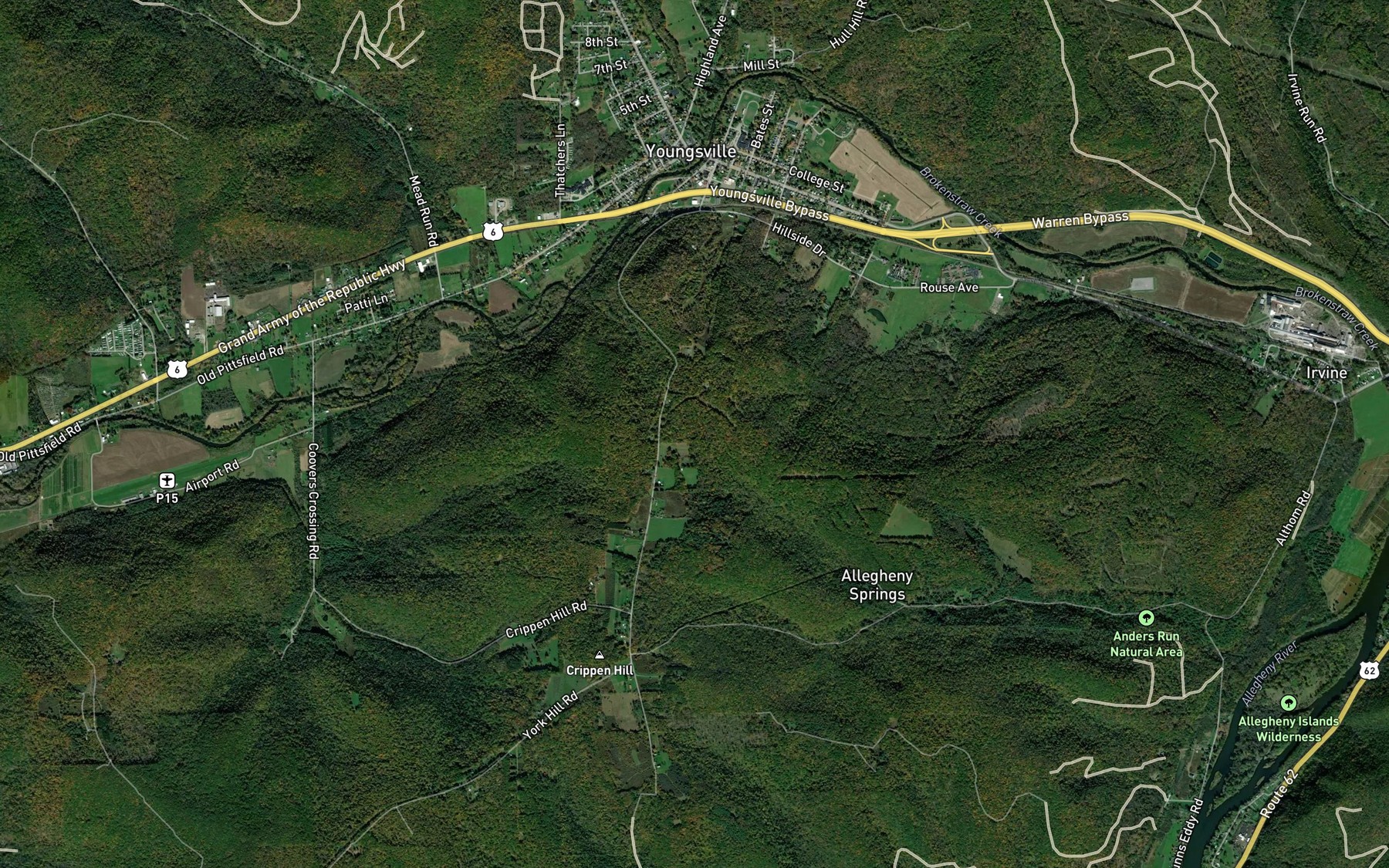 Satellite map of the Anders Run