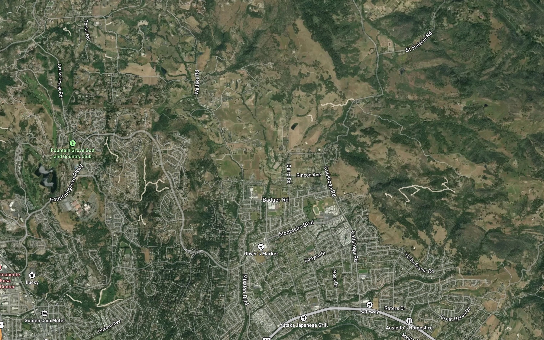 Satellite map of the Brush Creek Reservoir