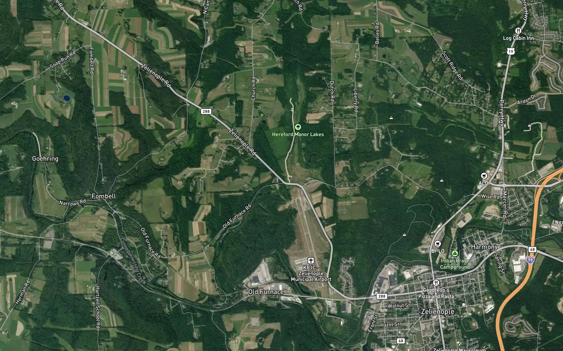 Satellite map of the Buck Run