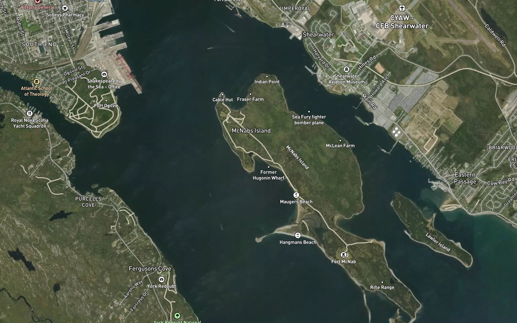Satellite map of the Finlay Cove