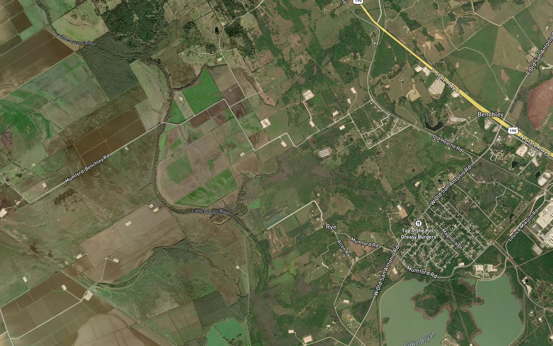 Satellite map of the Peach Creek