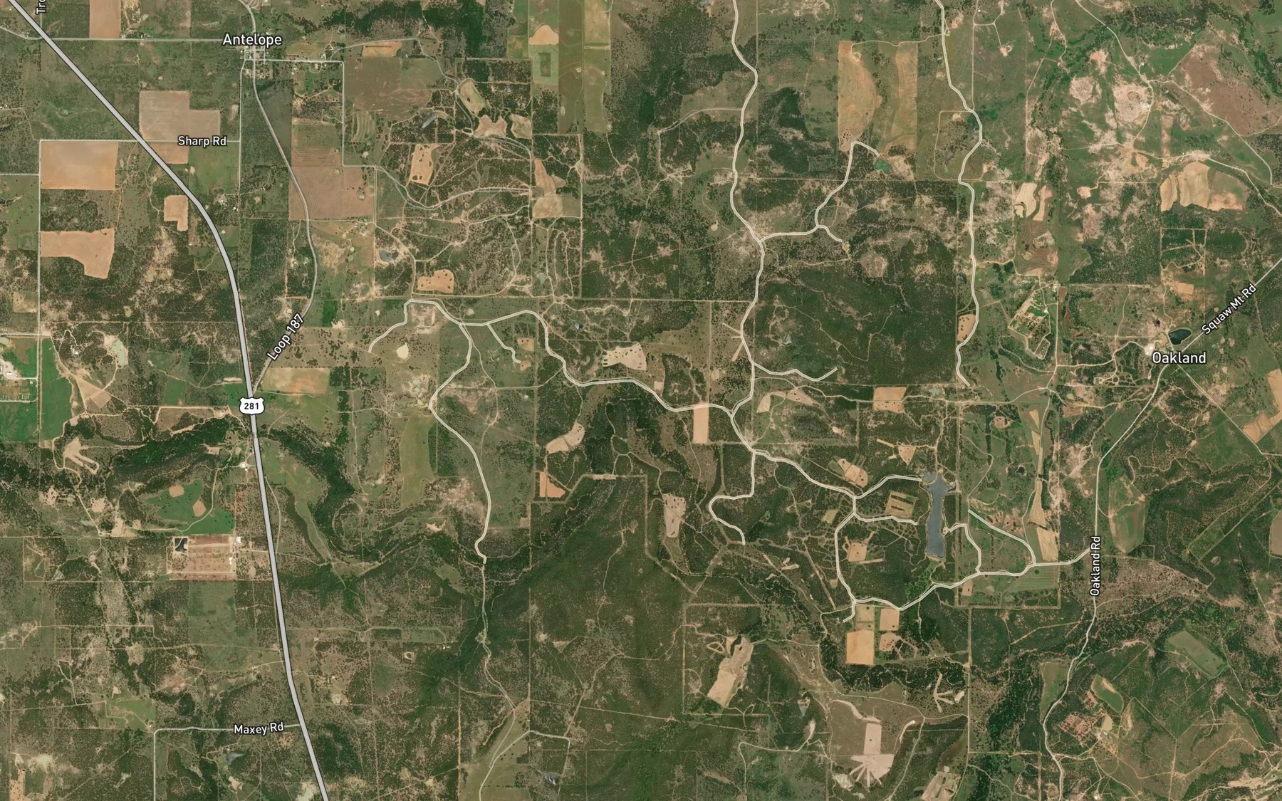 Satellite map of the Flat Creek