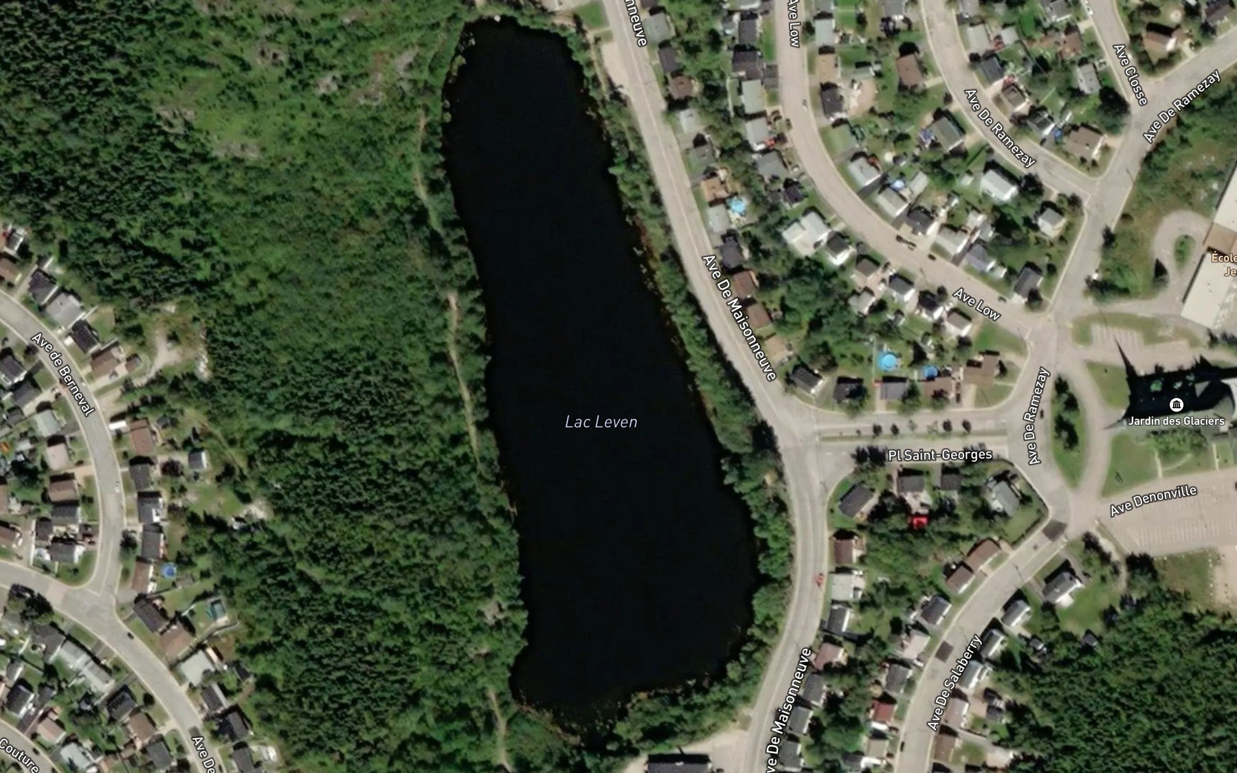 Satellite map of the Lac Leven