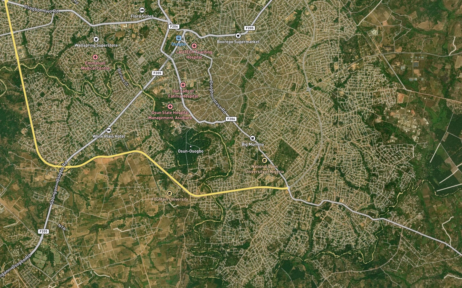 Satellite map of the River Okoko