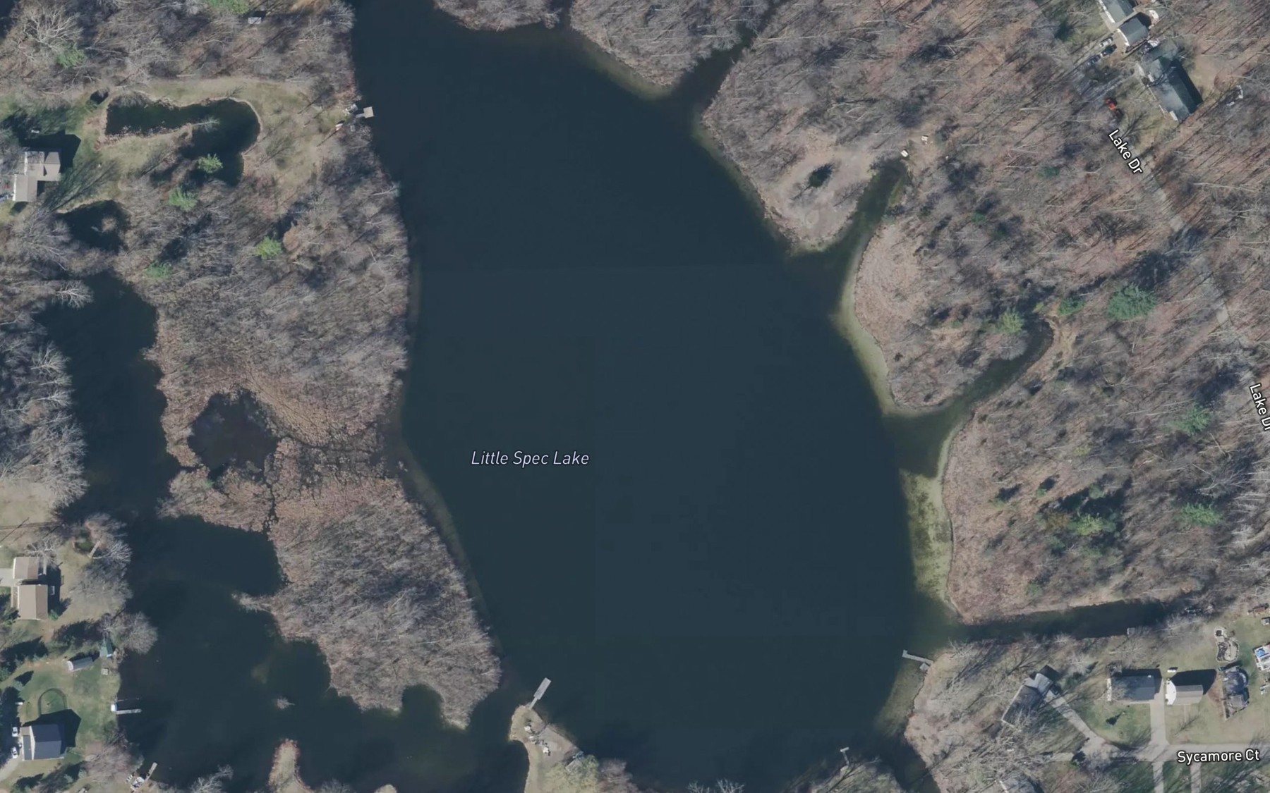 Satellite map of the Little Spec Lake