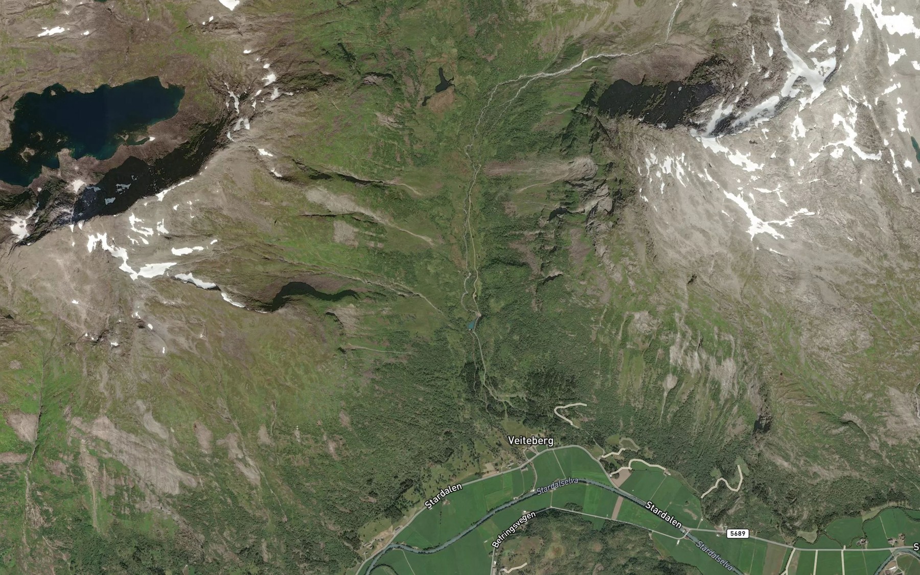 Satellite map of the Veitebergselva