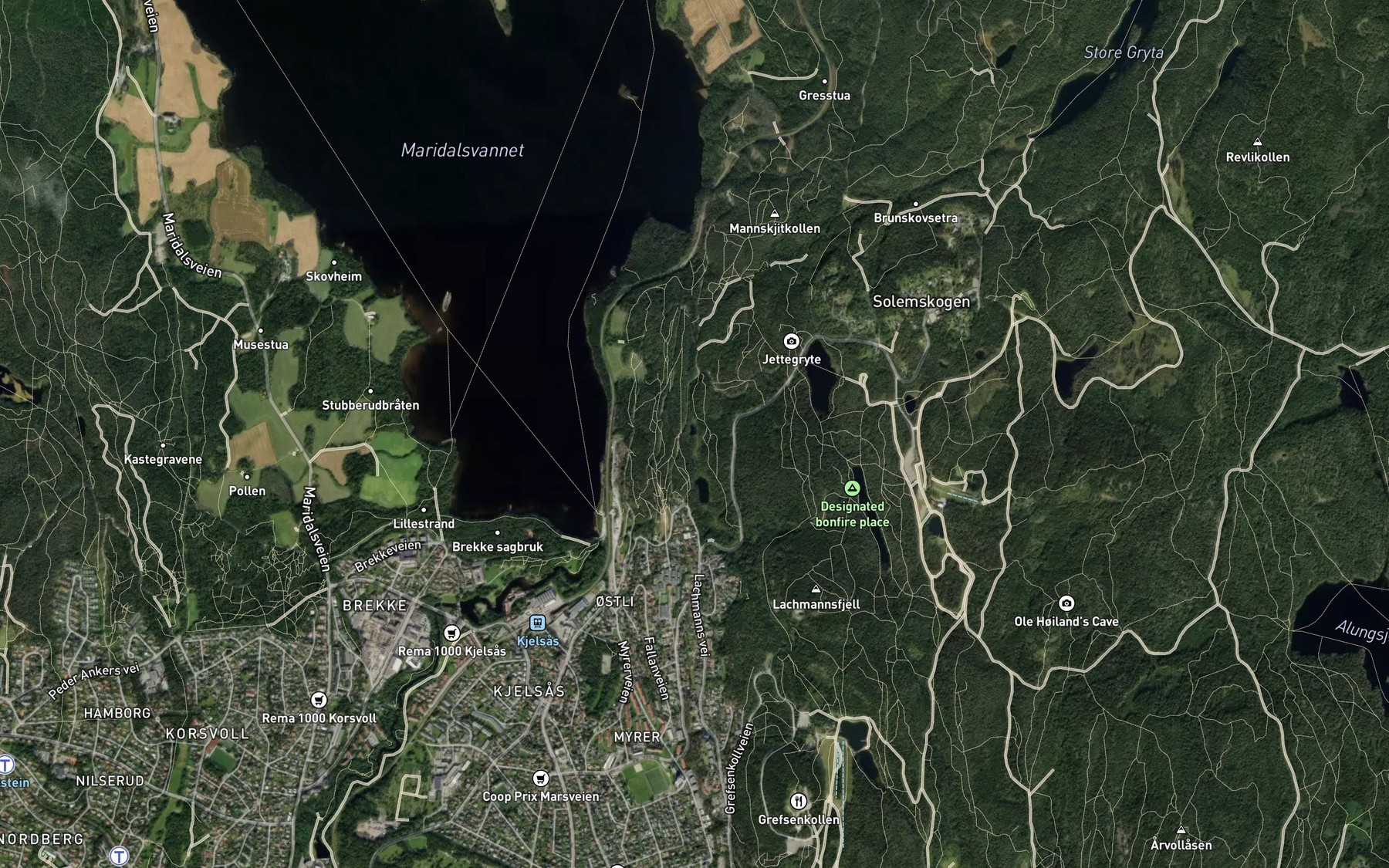 Satellite map of the Nordre Smavann