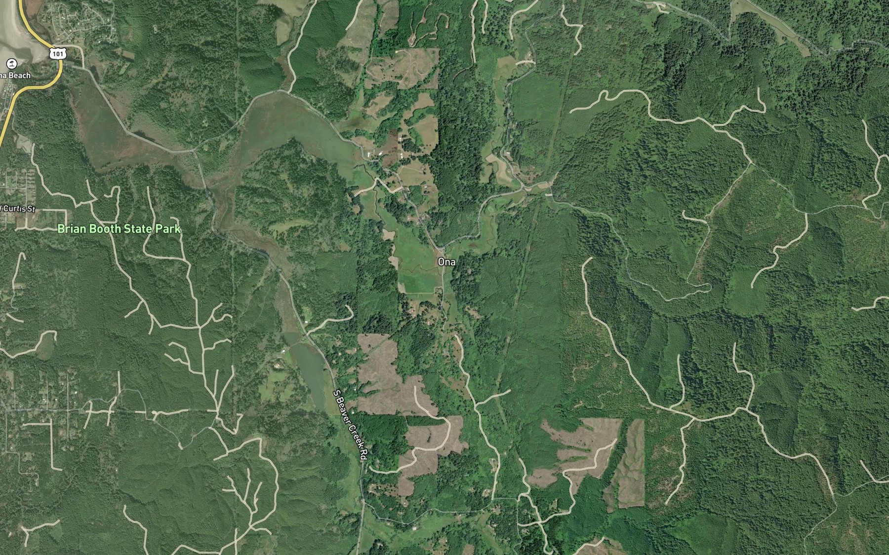 Satellite map of the Worth Creek