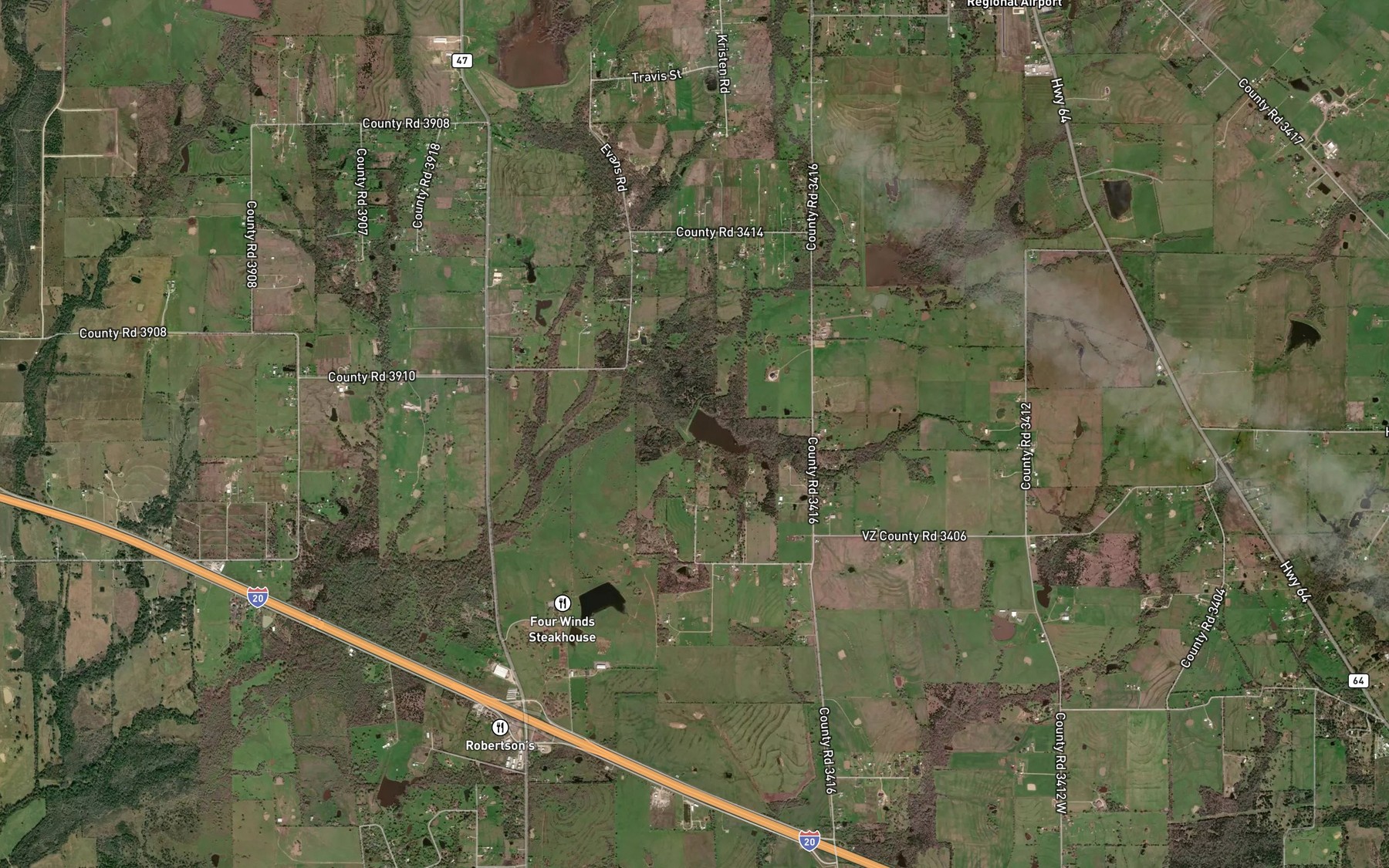 Satellite map of the Soil Conservation Service Site 105 Reservoir