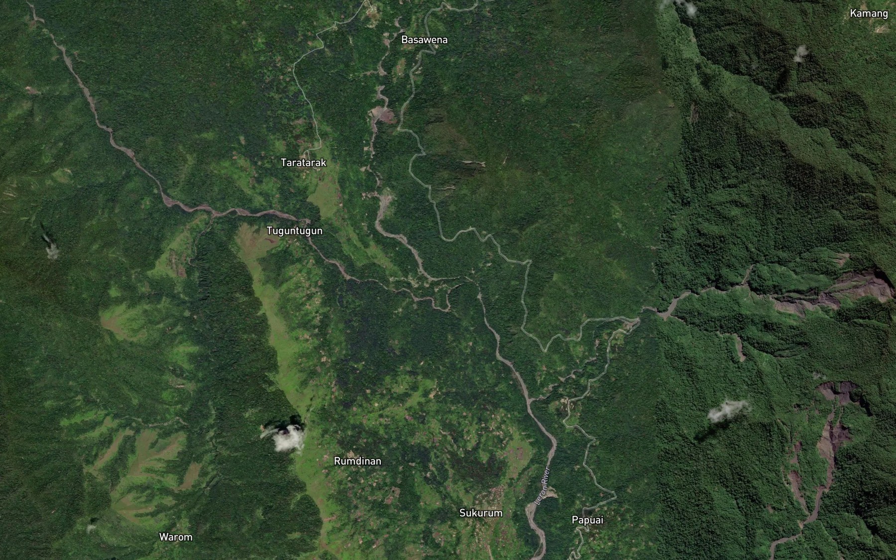 Satellite map of the Wantoat River