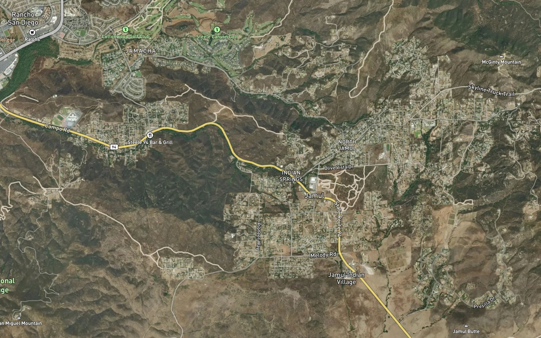 Satellite map of the La Honda Spring