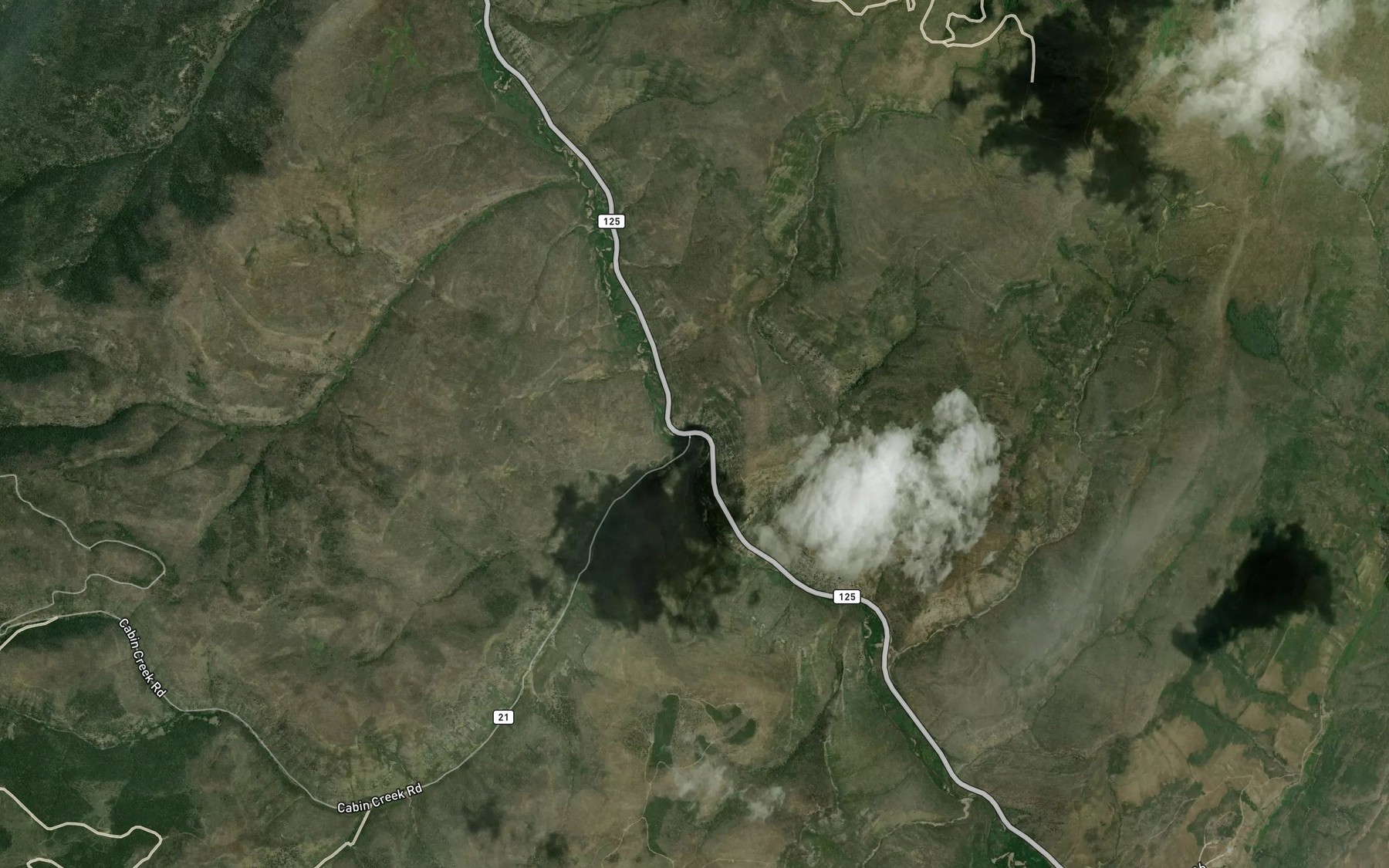 Satellite map of the Cabin Creek