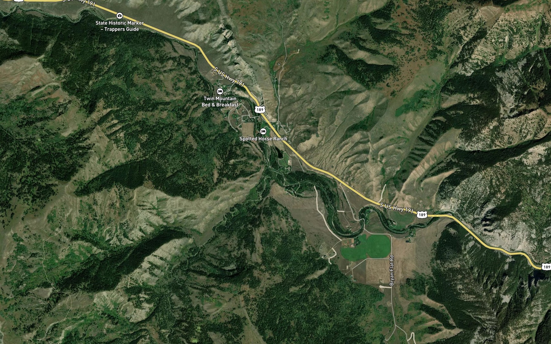 Satellite map of the Willow Creek