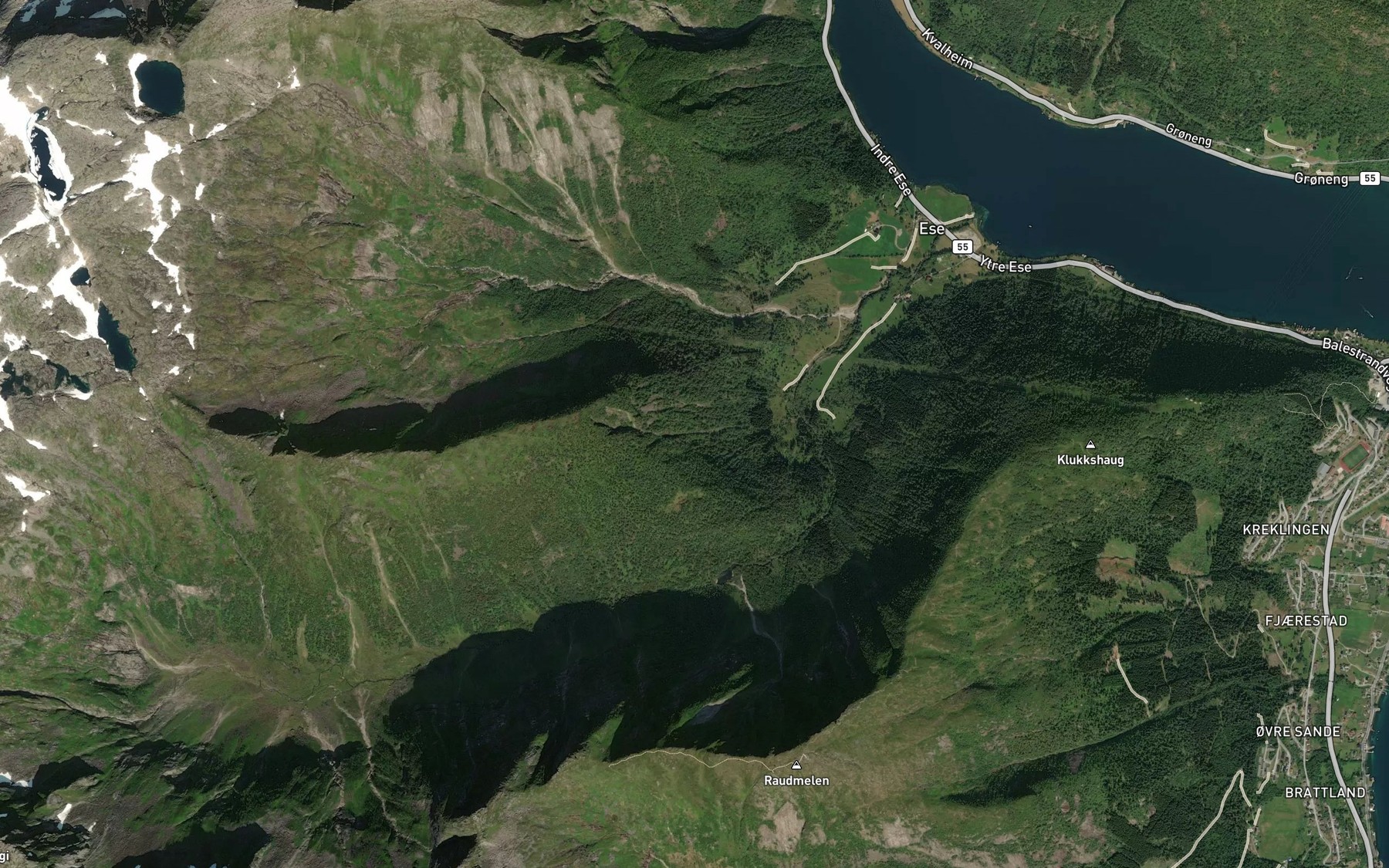 Satellite map of the Torkjellskreda