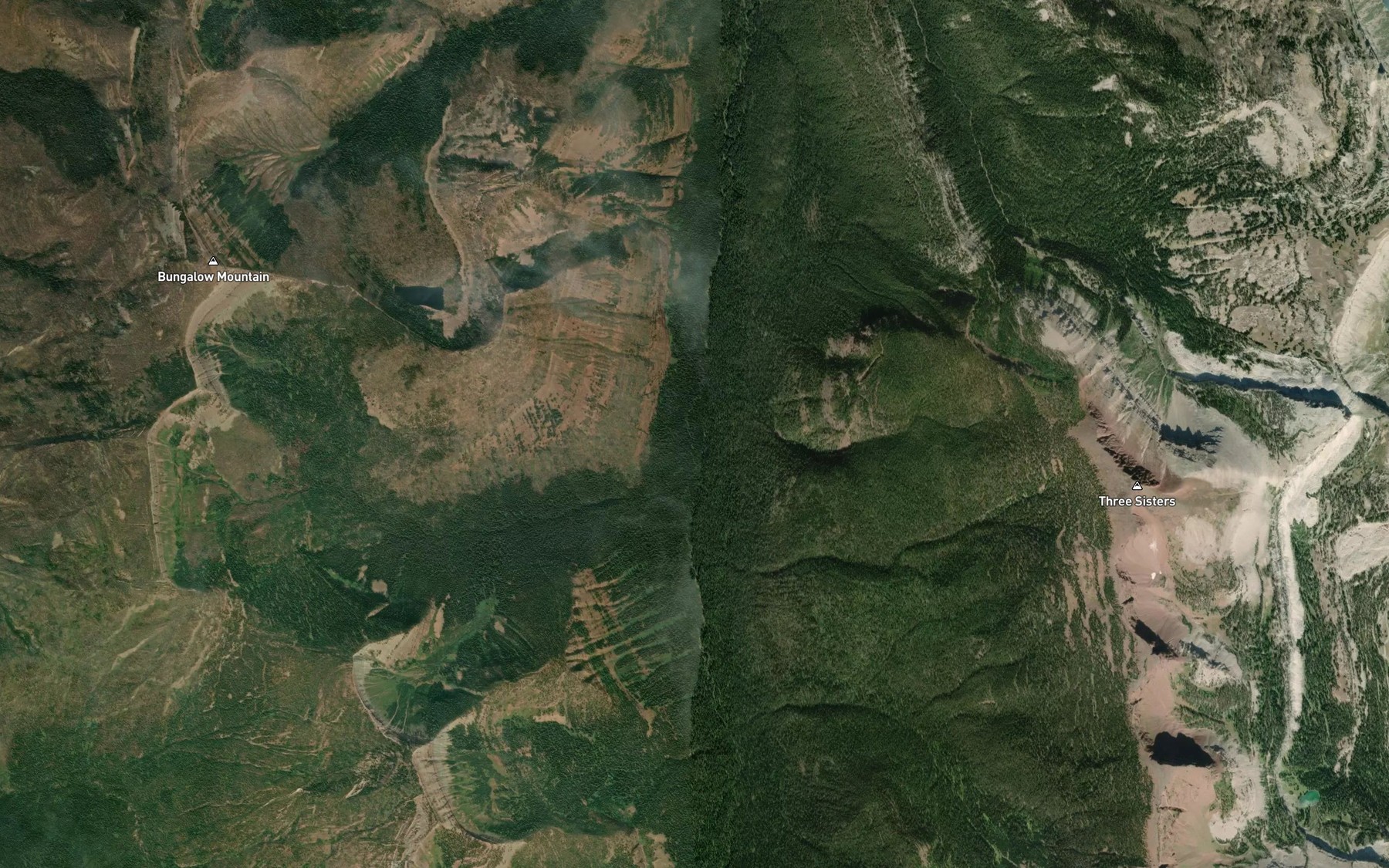 Satellite map of the Hoop Creek