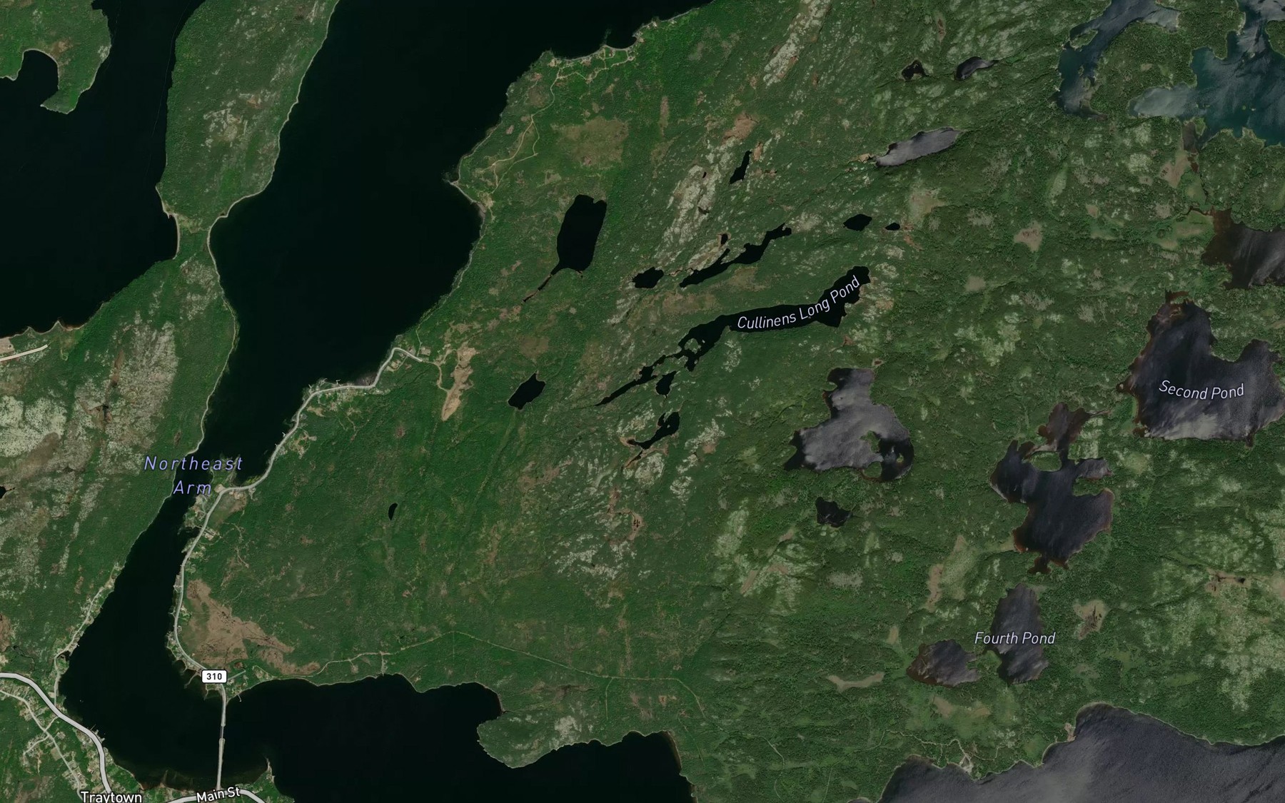 Satellite map of the Cullinens Ponds