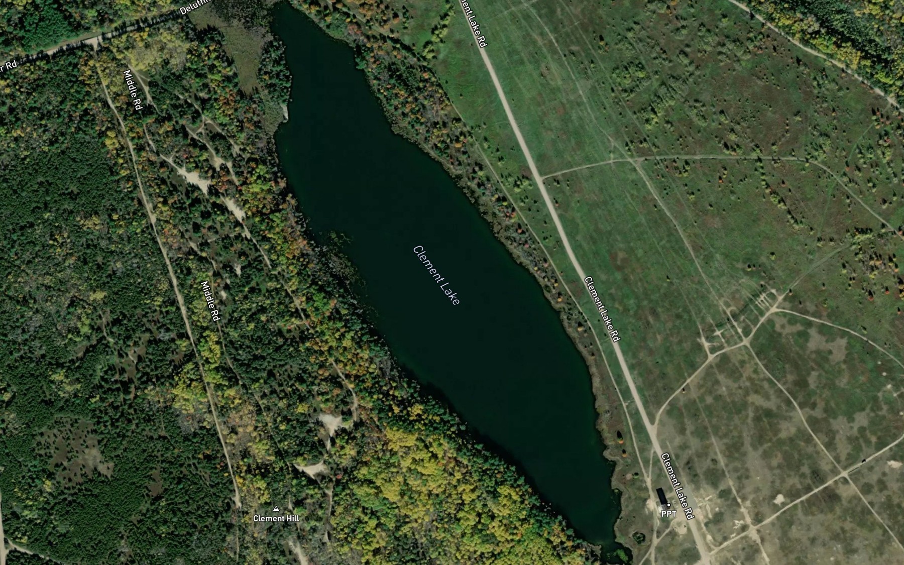 Satellite map of the Clement Lake