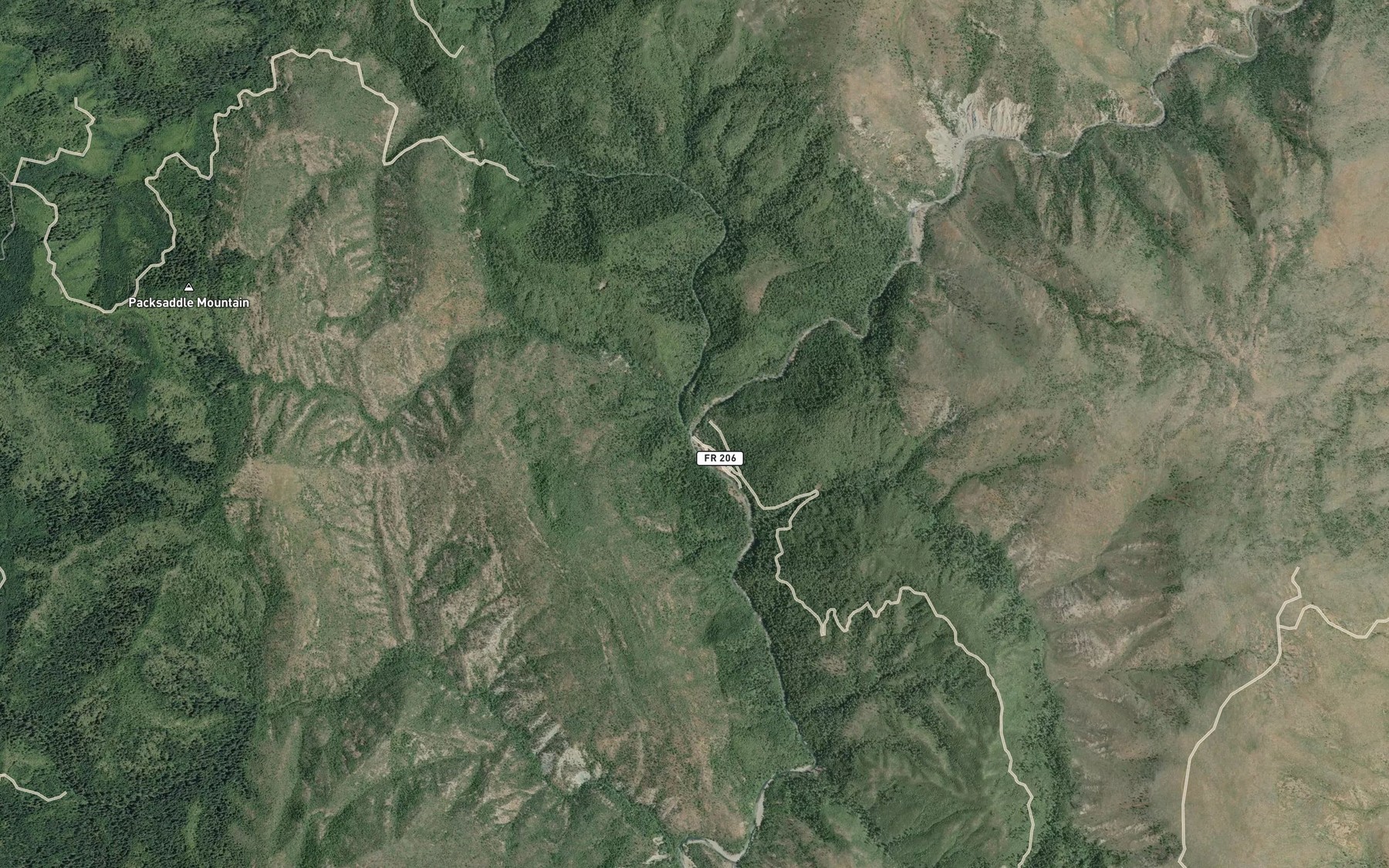 Satellite map of the Baldface Creek