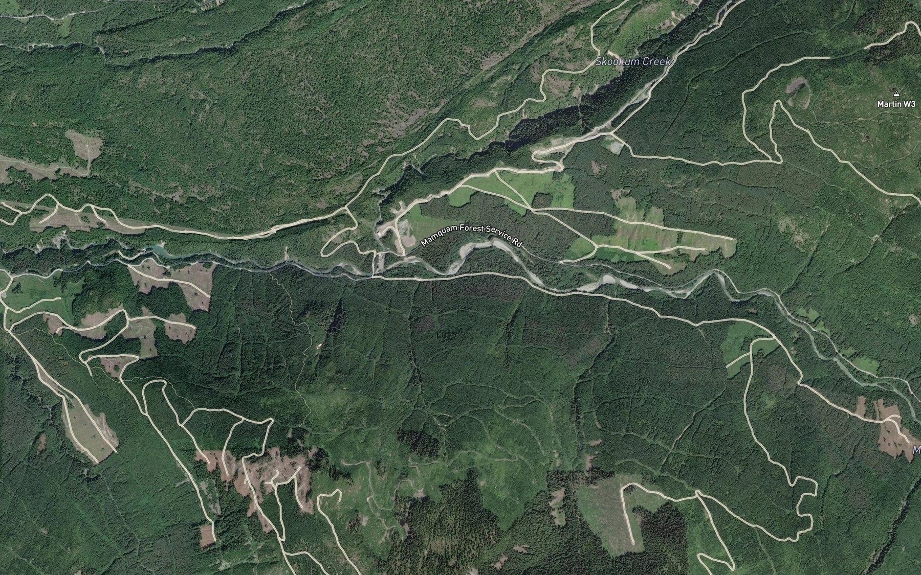 Satellite map of the Skookum Creek
