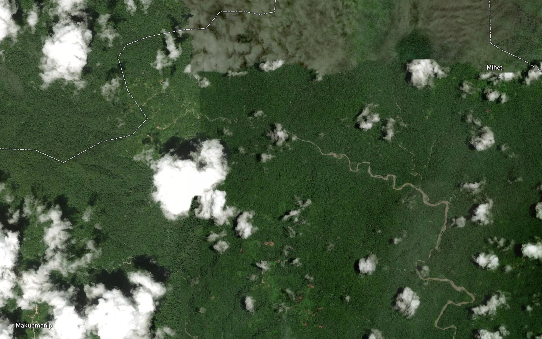 Satellite map of the Aun Creek