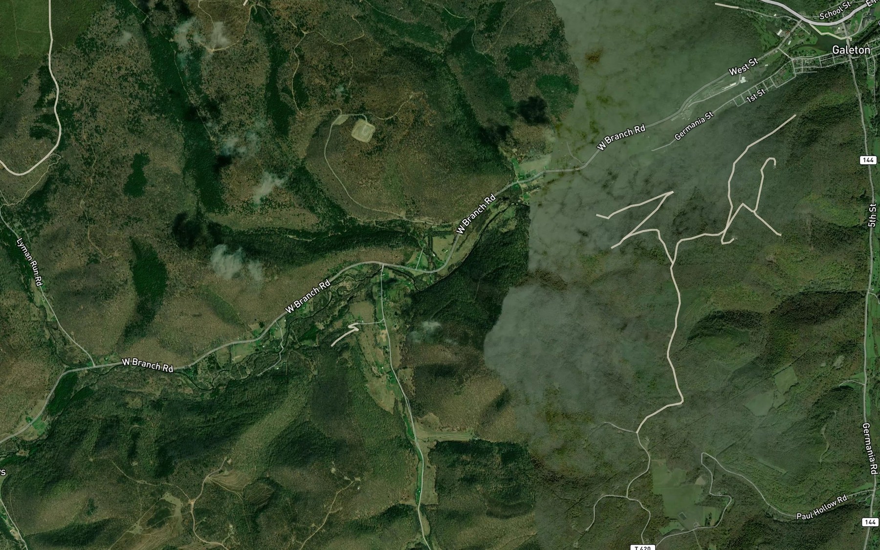 Satellite map of the Wetmore Run