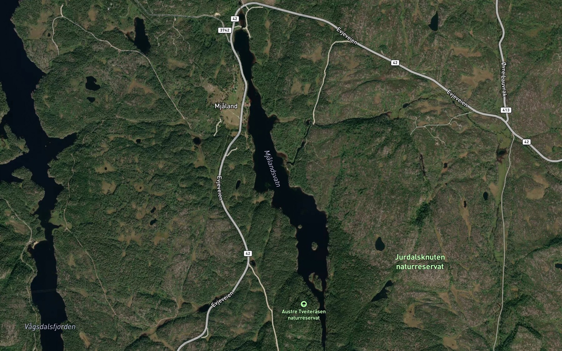 Satellite map of the Mjalandsvatnet