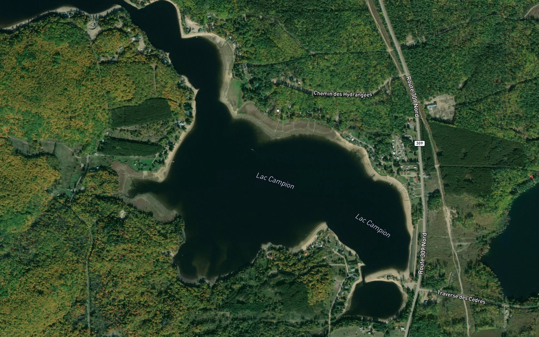Satellite map of the Lac Campion