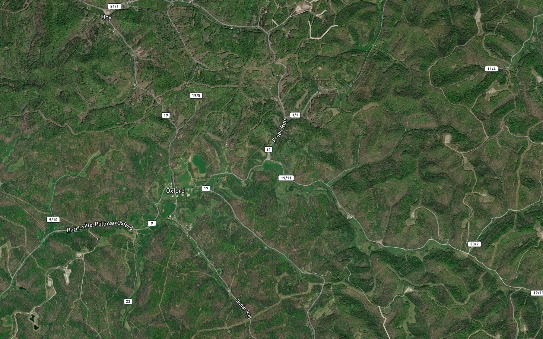 Satellite map of the Freds Run