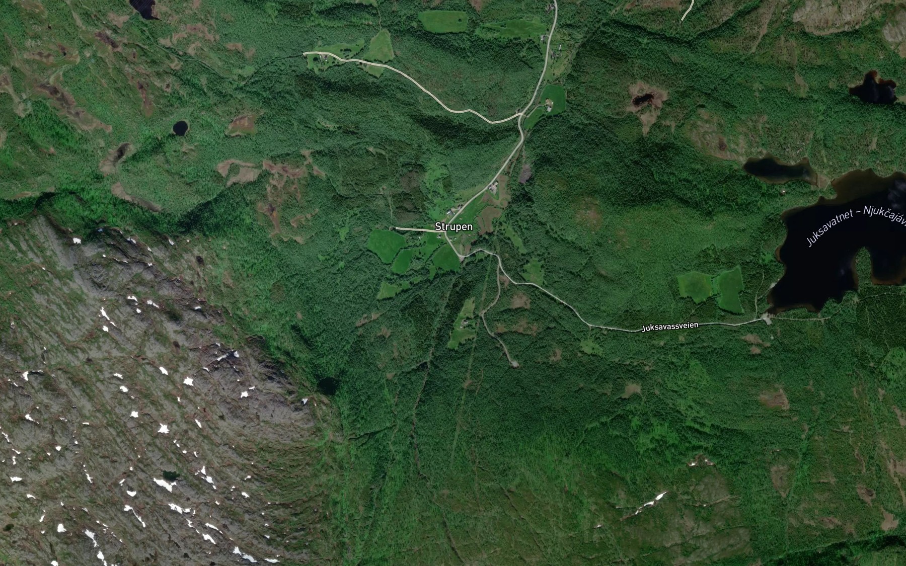 Satellite map of the Skarelva