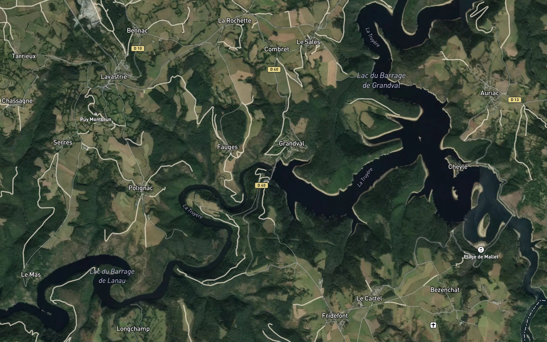 Satellite map of the Lac de Grandval