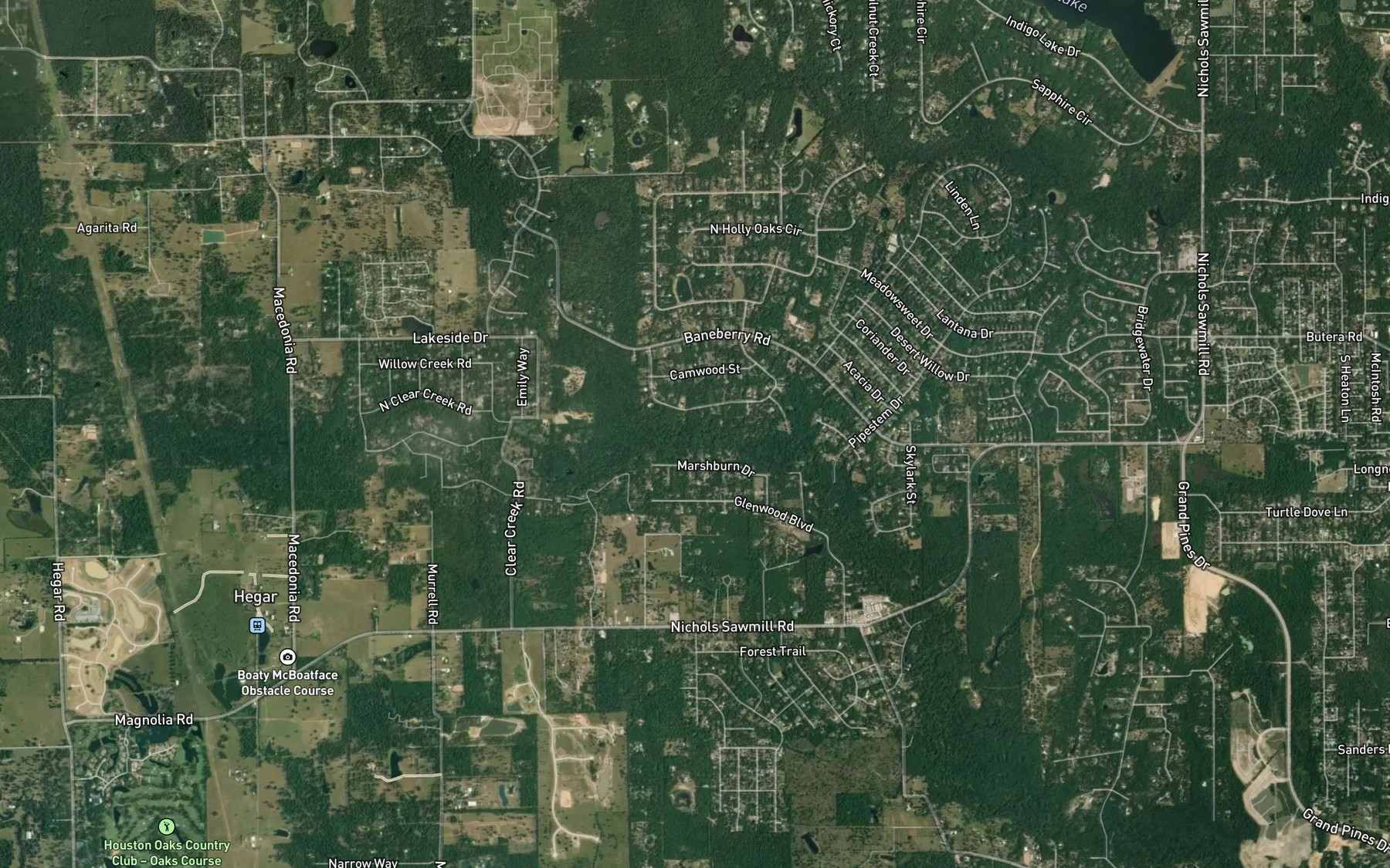 Satellite map of the Threemile Creek