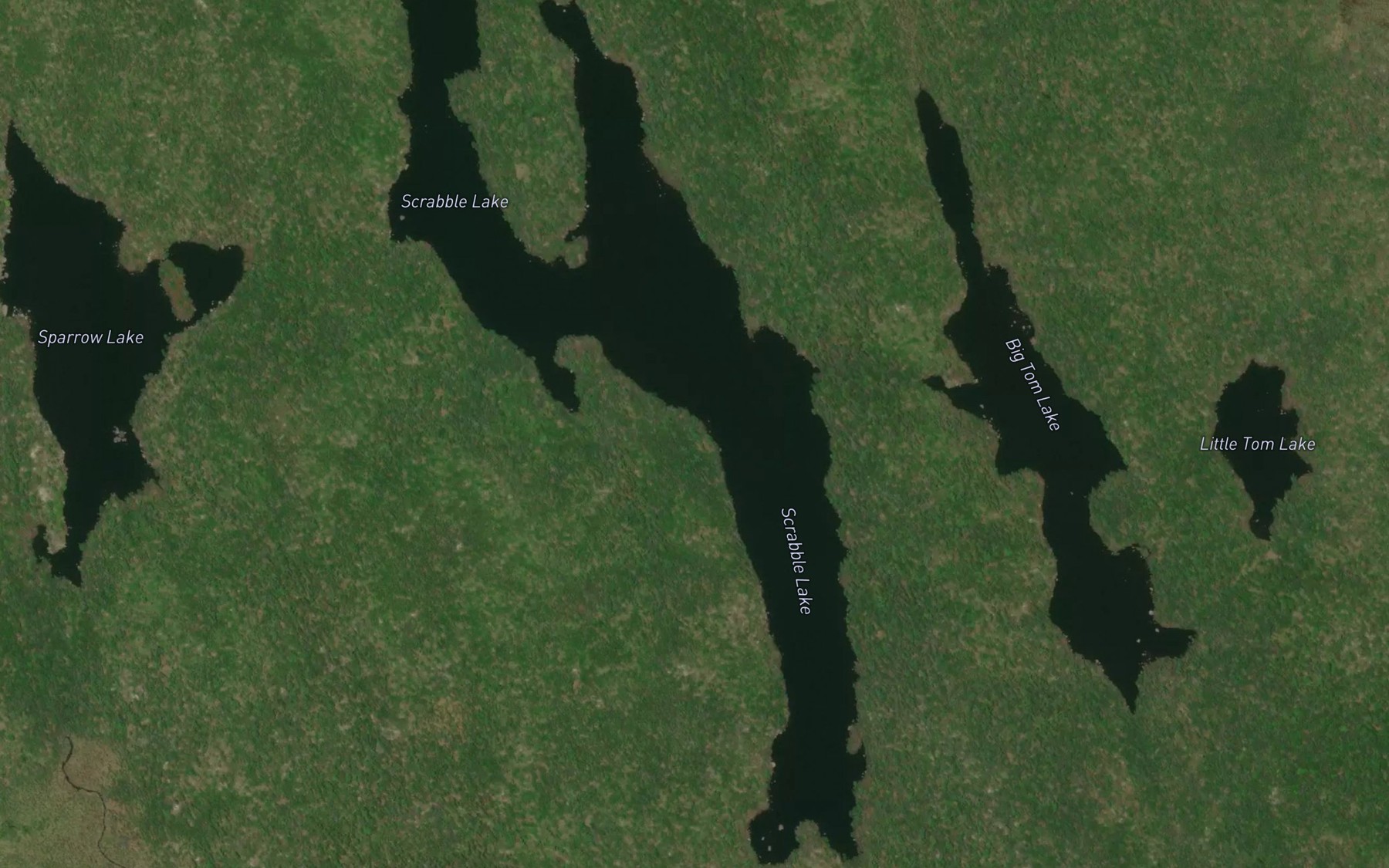 Satellite map of the Scrabble Lake