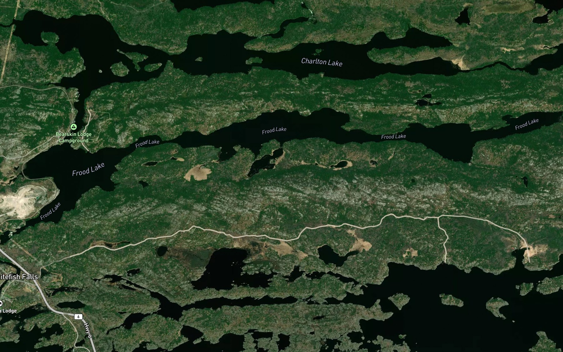 Satellite map of the Frood Lake