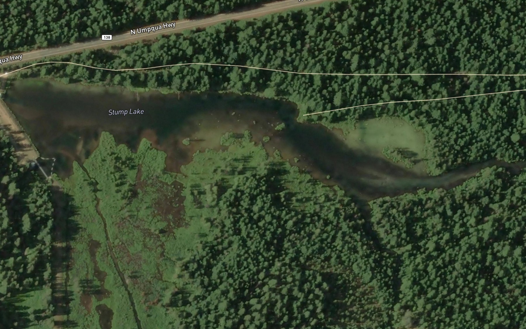 Satellite map of the Stump Lake