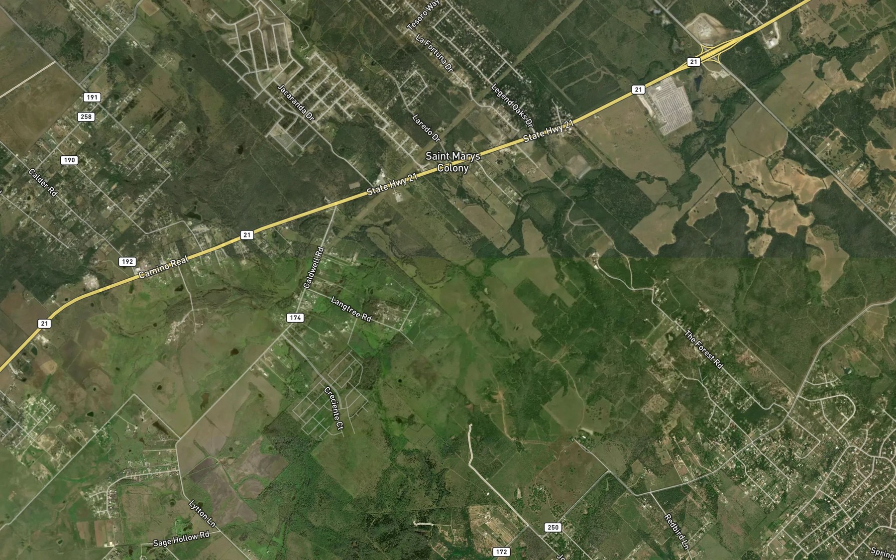Satellite map of the Lytton Springs Creek