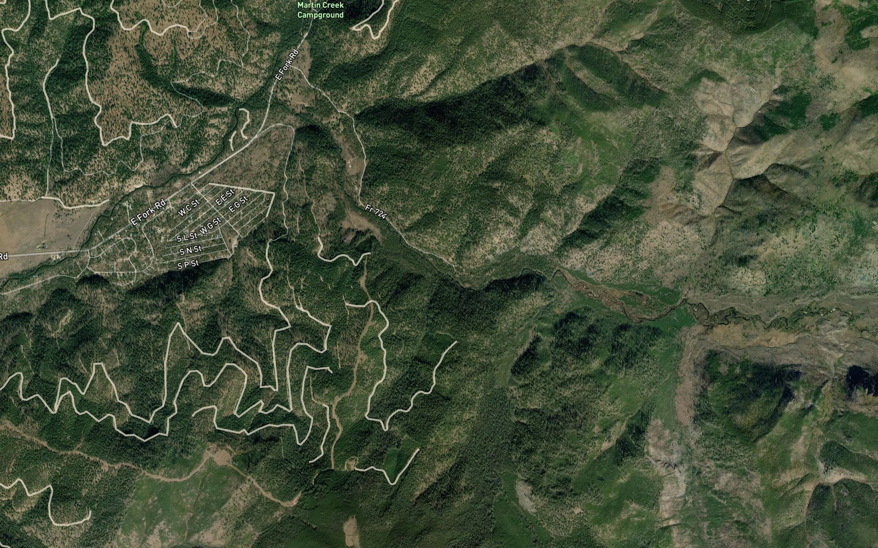 Satellite map of the Vapor Creek
