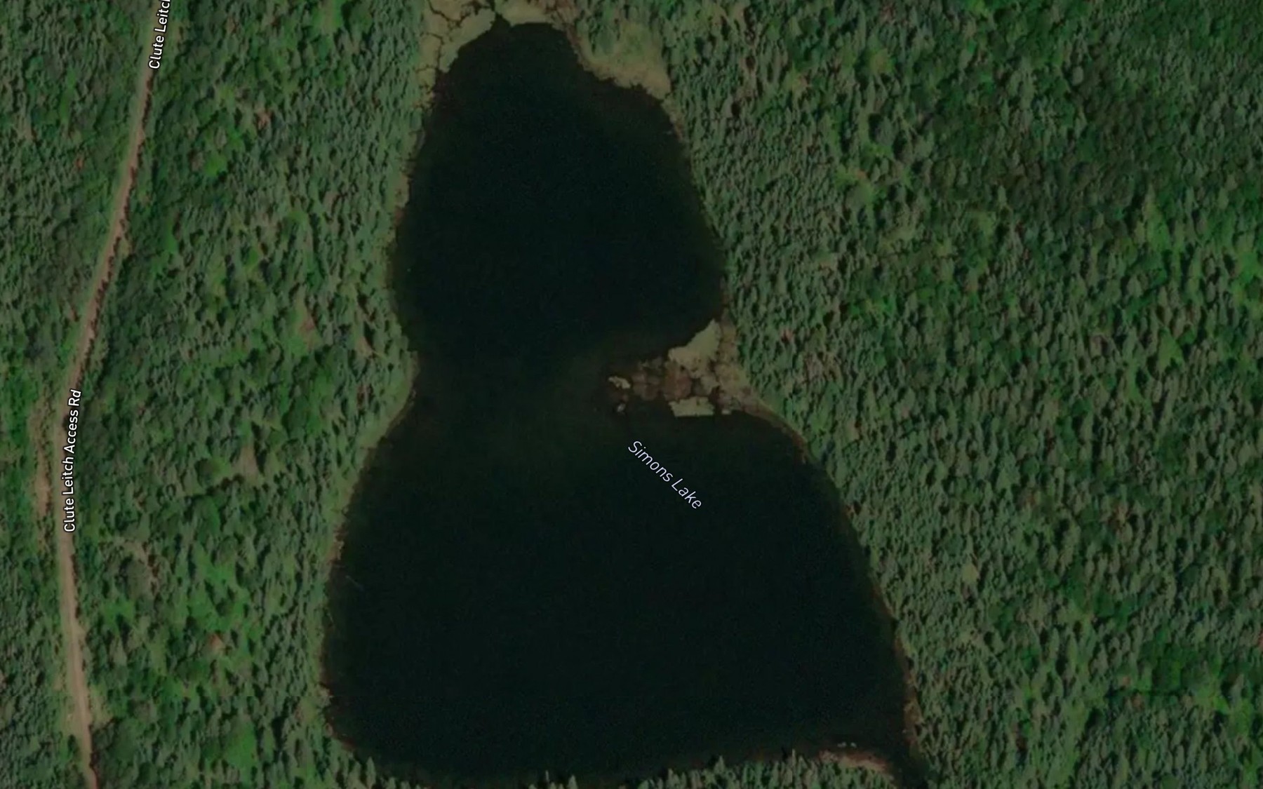 Satellite map of the Simons Lake