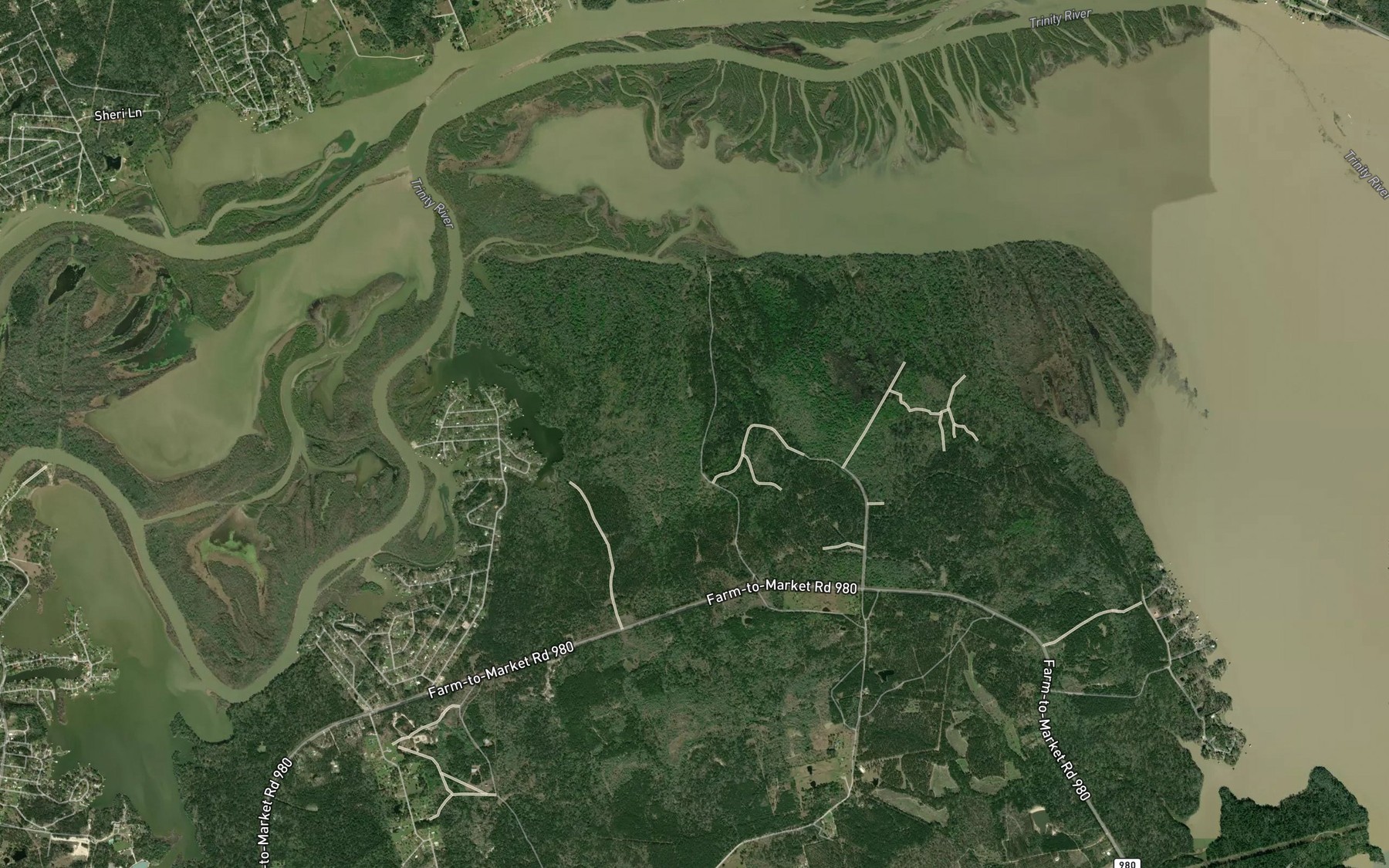 Satellite map of the Shoemake Creek