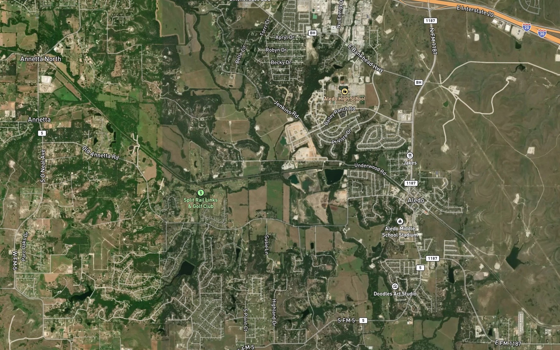 Satellite map of the Town Creek