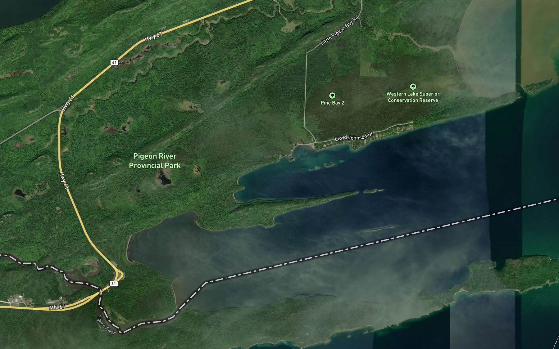 Satellite map of the Little Pigeon Bay