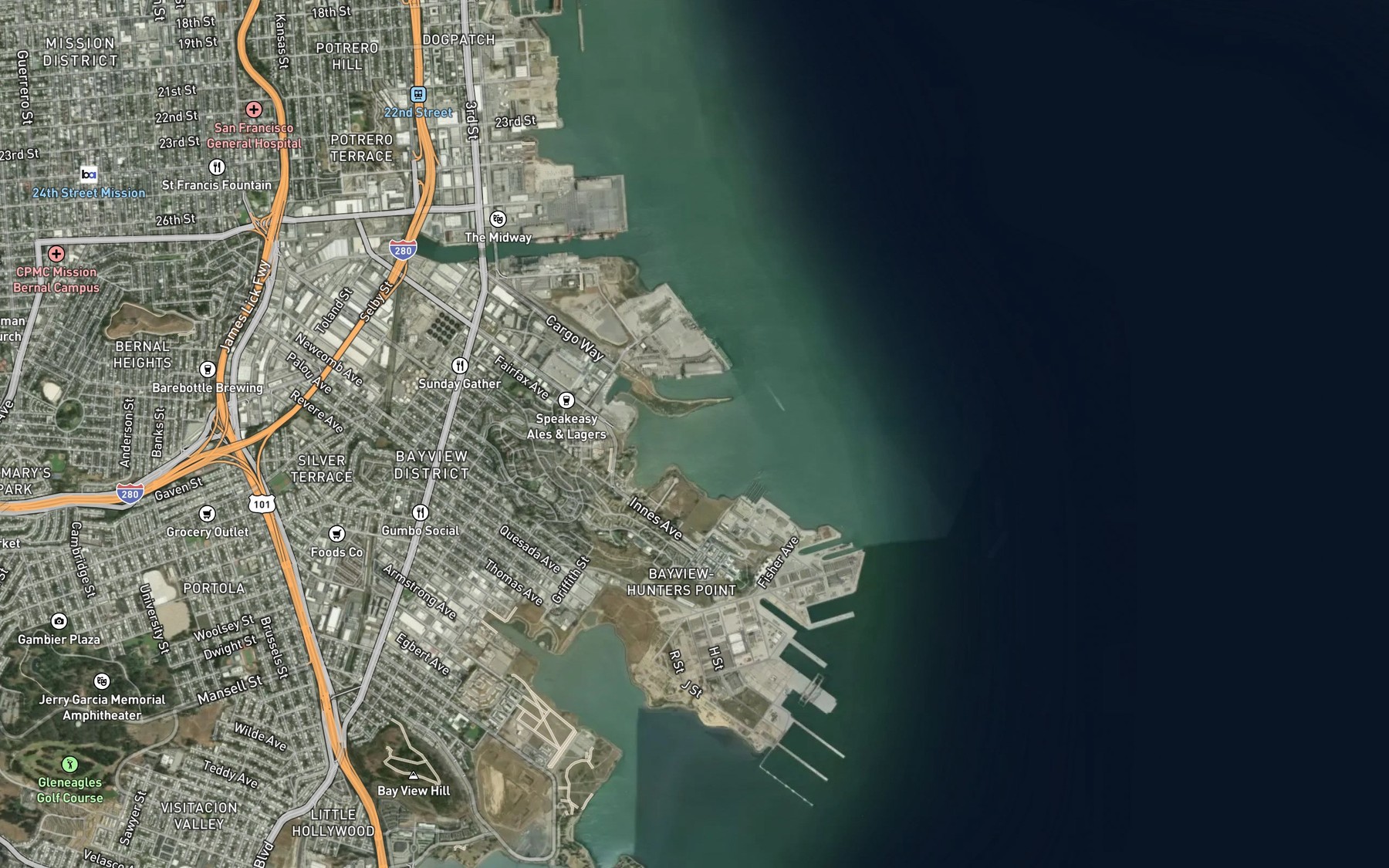 Satellite map of the India Basin