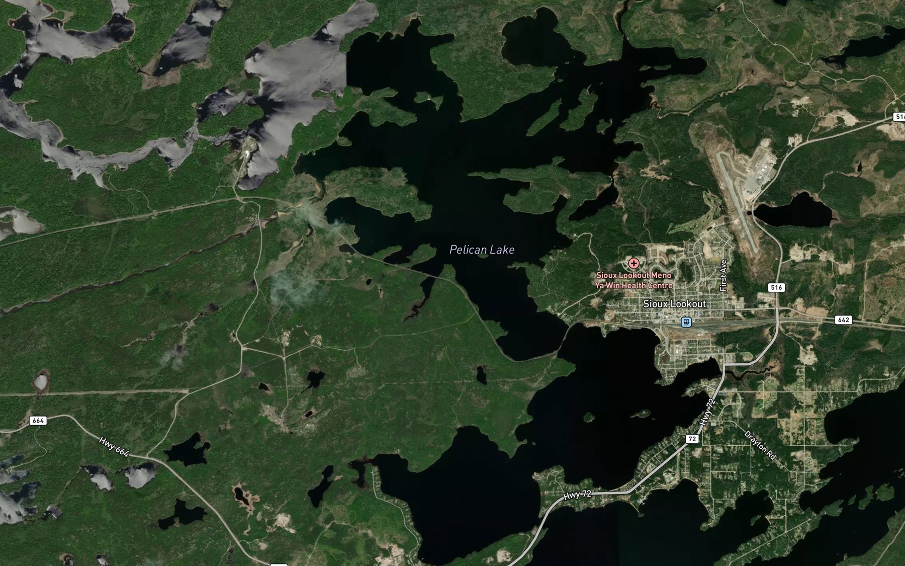 Satellite map of the Pelican Lake