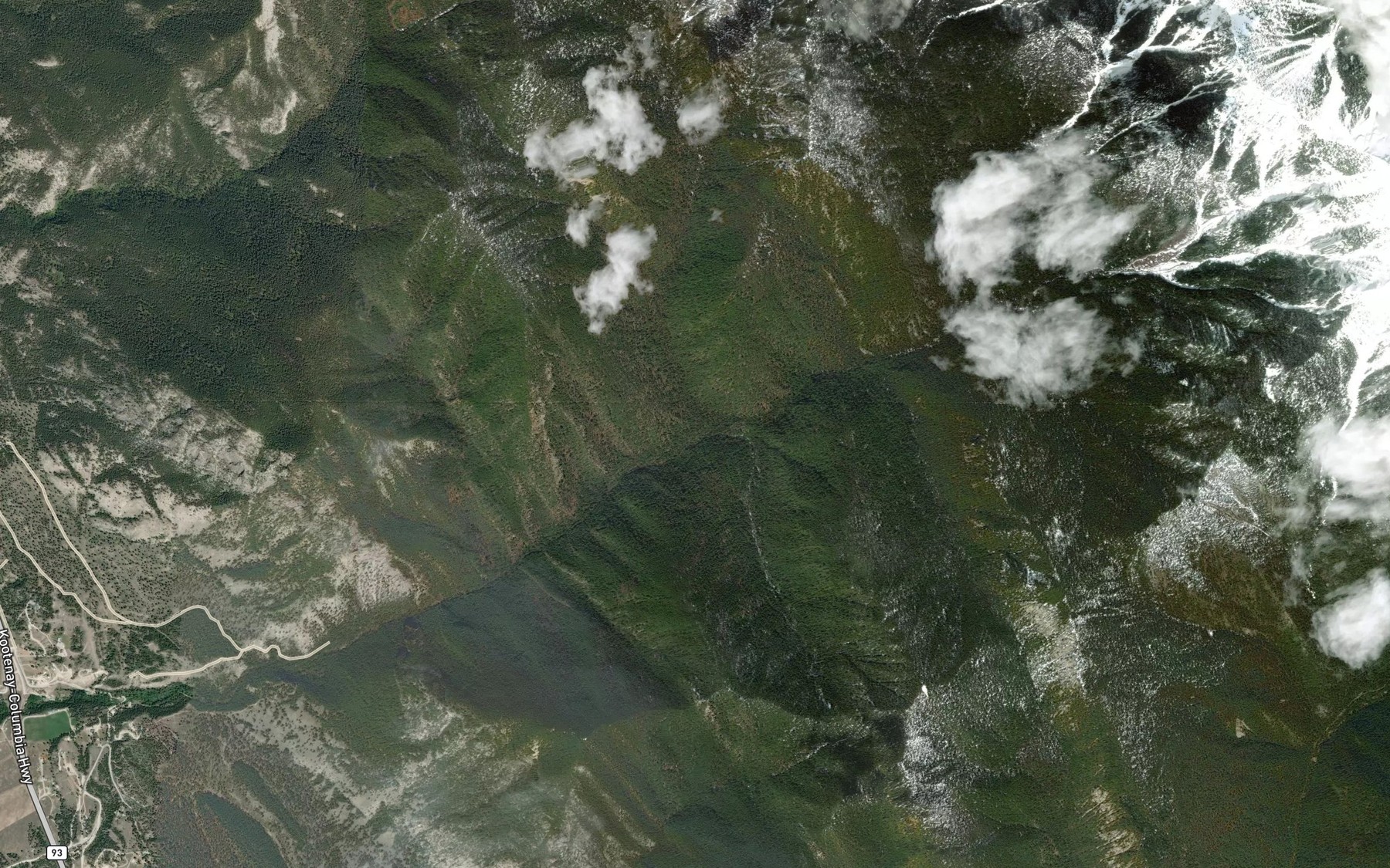 Satellite map of the Shaft Creek