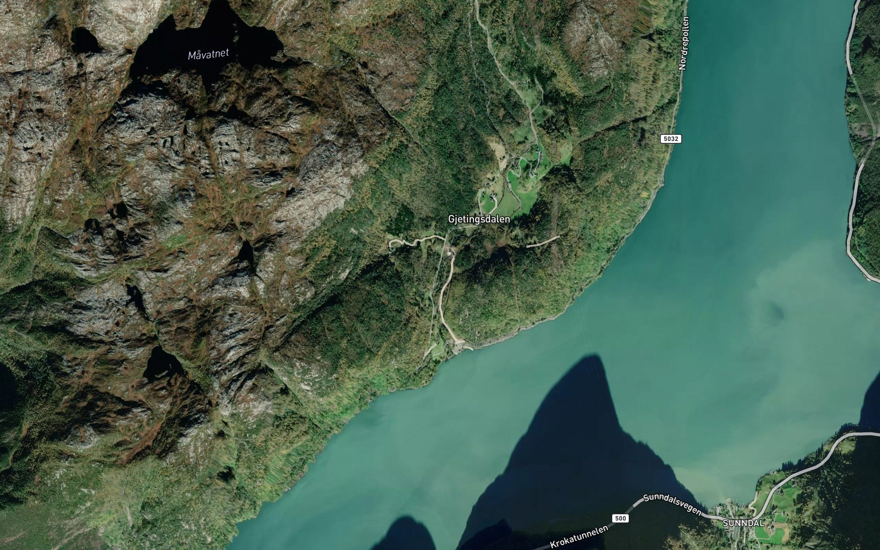 Satellite map of the Dalelva
