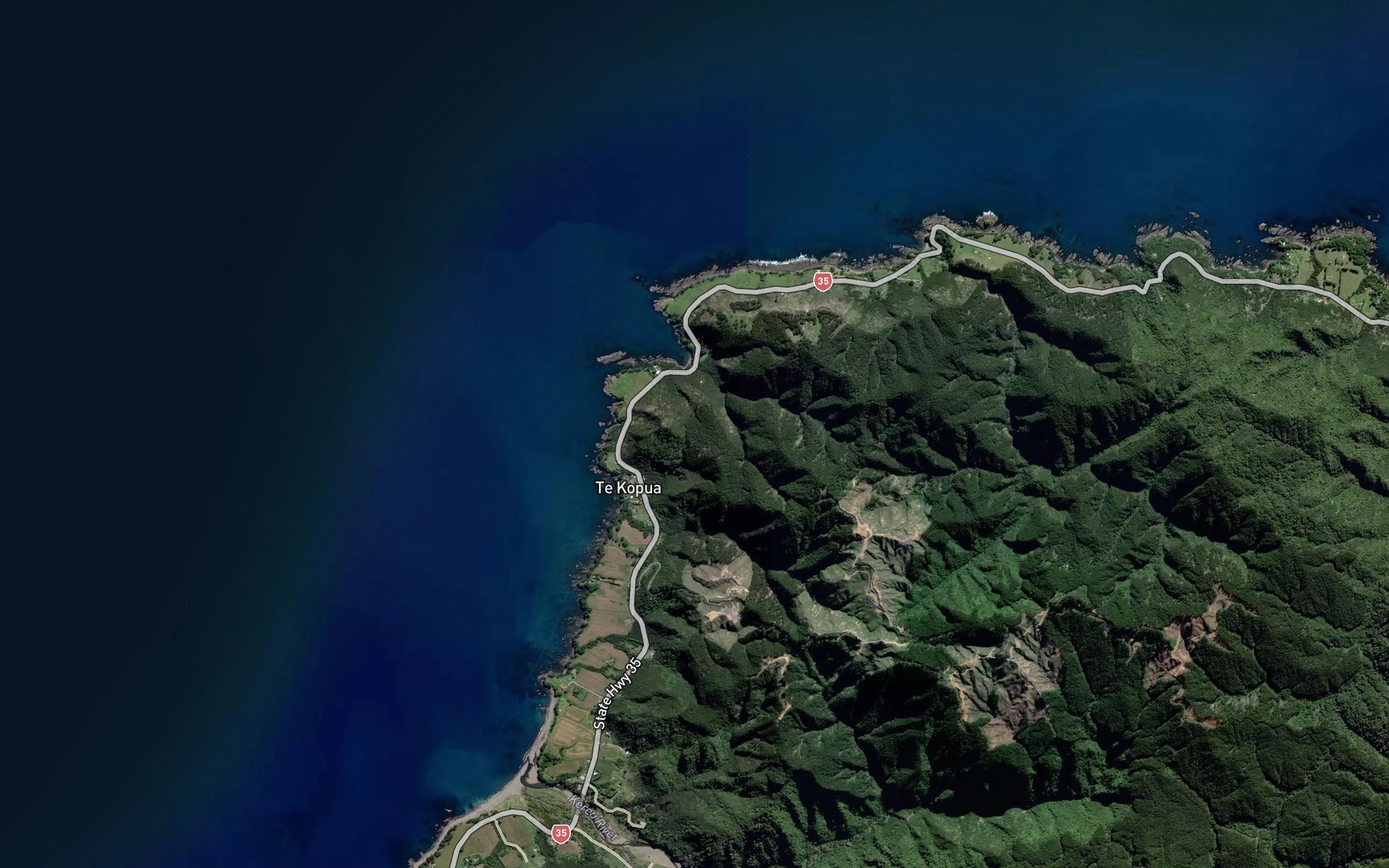 Satellite map of the Kopua Stream