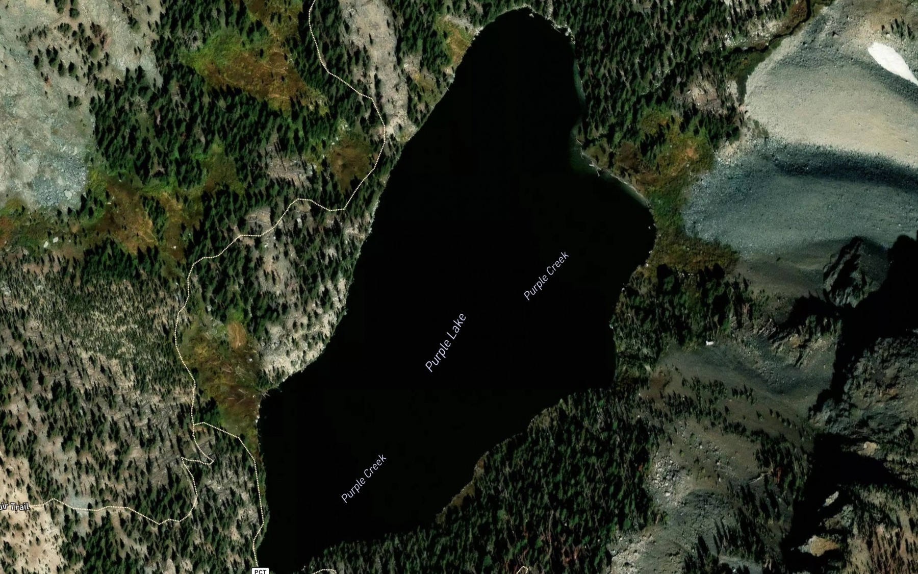 Satellite map of the Purple Lake