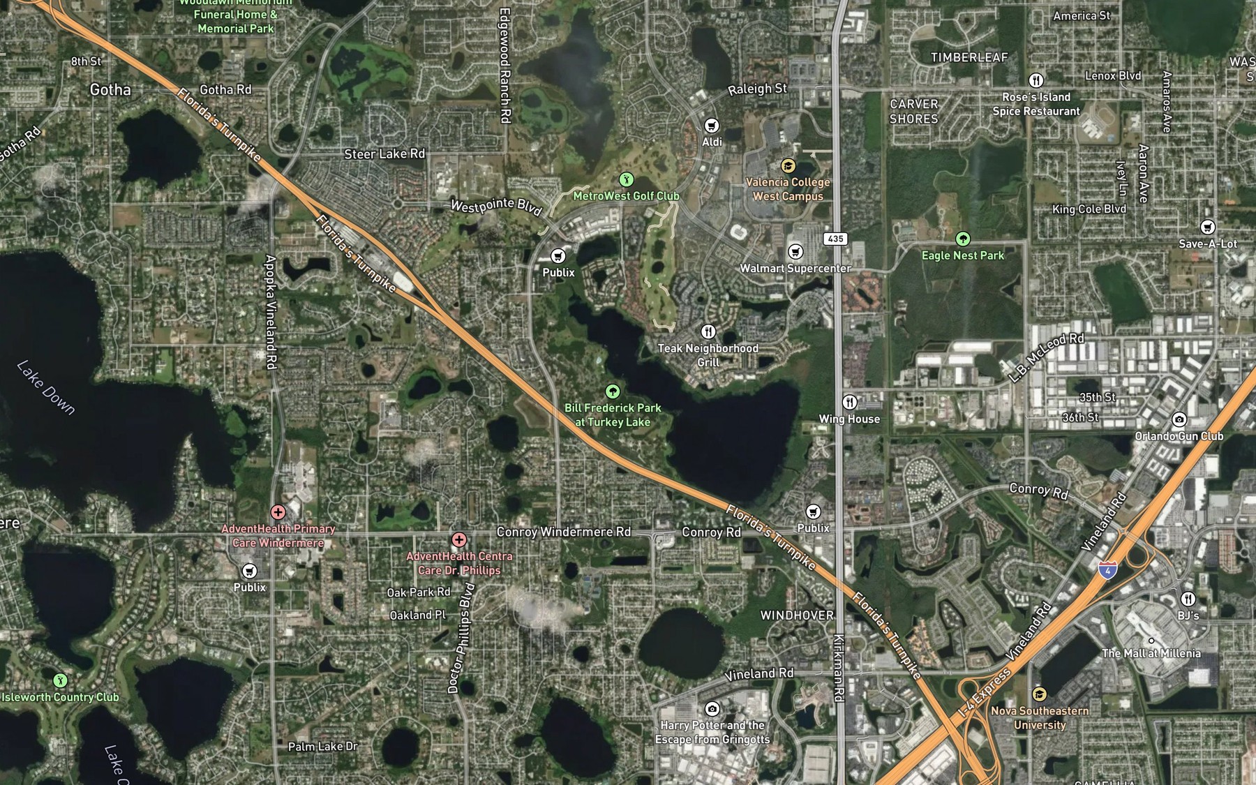 Satellite map of the At the corner